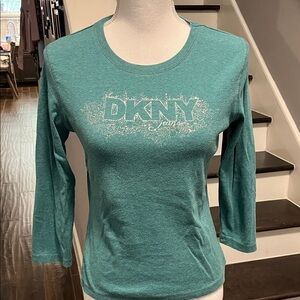 DKNY Women's Teal Long Sleeve Tee